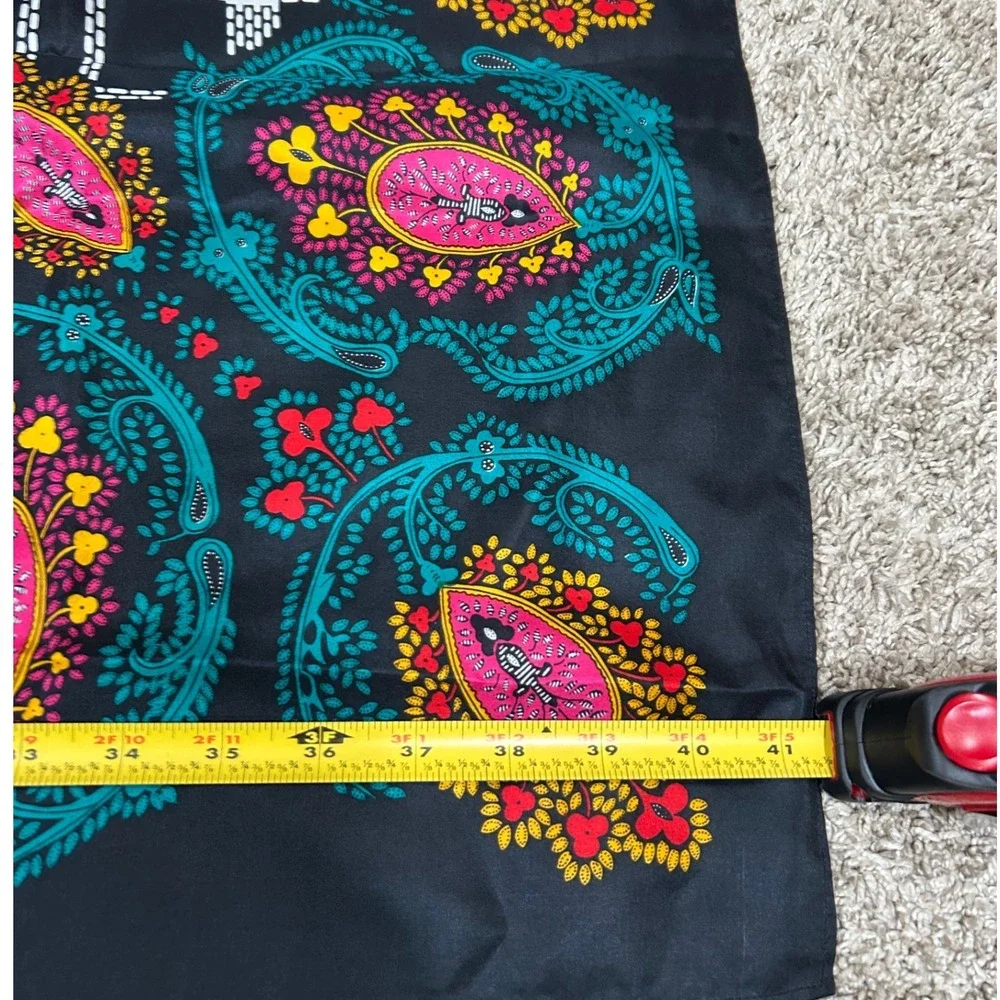 NWT Vintage Diane Von Furstenberg Silk Scarf Black Paisley‎ Floral Print Boho